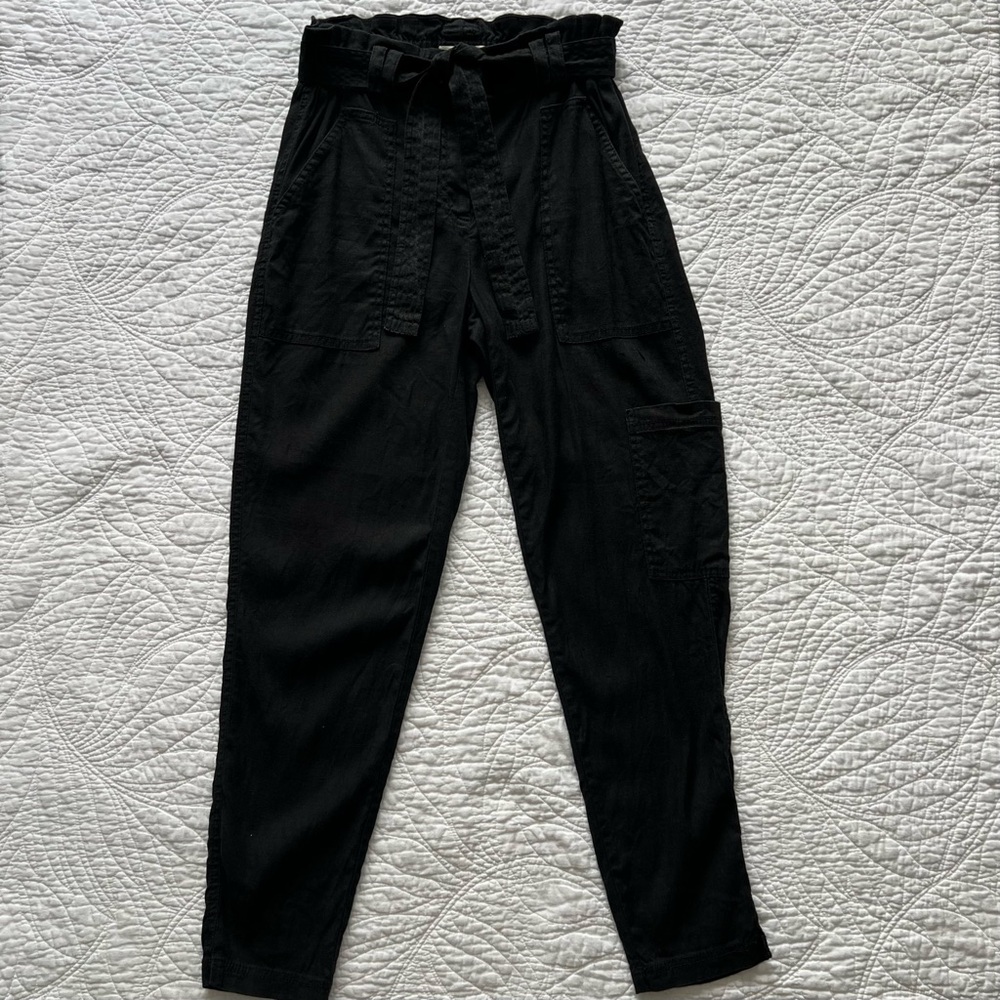 Women's Elevenses Black Linen High-Waisted Pants XS